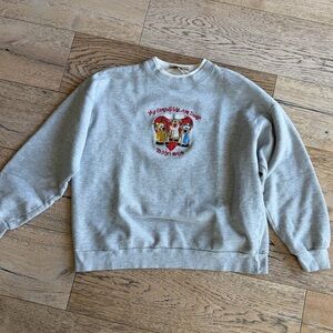 VTG Cozy Gray Graphic Crewneck Sweater